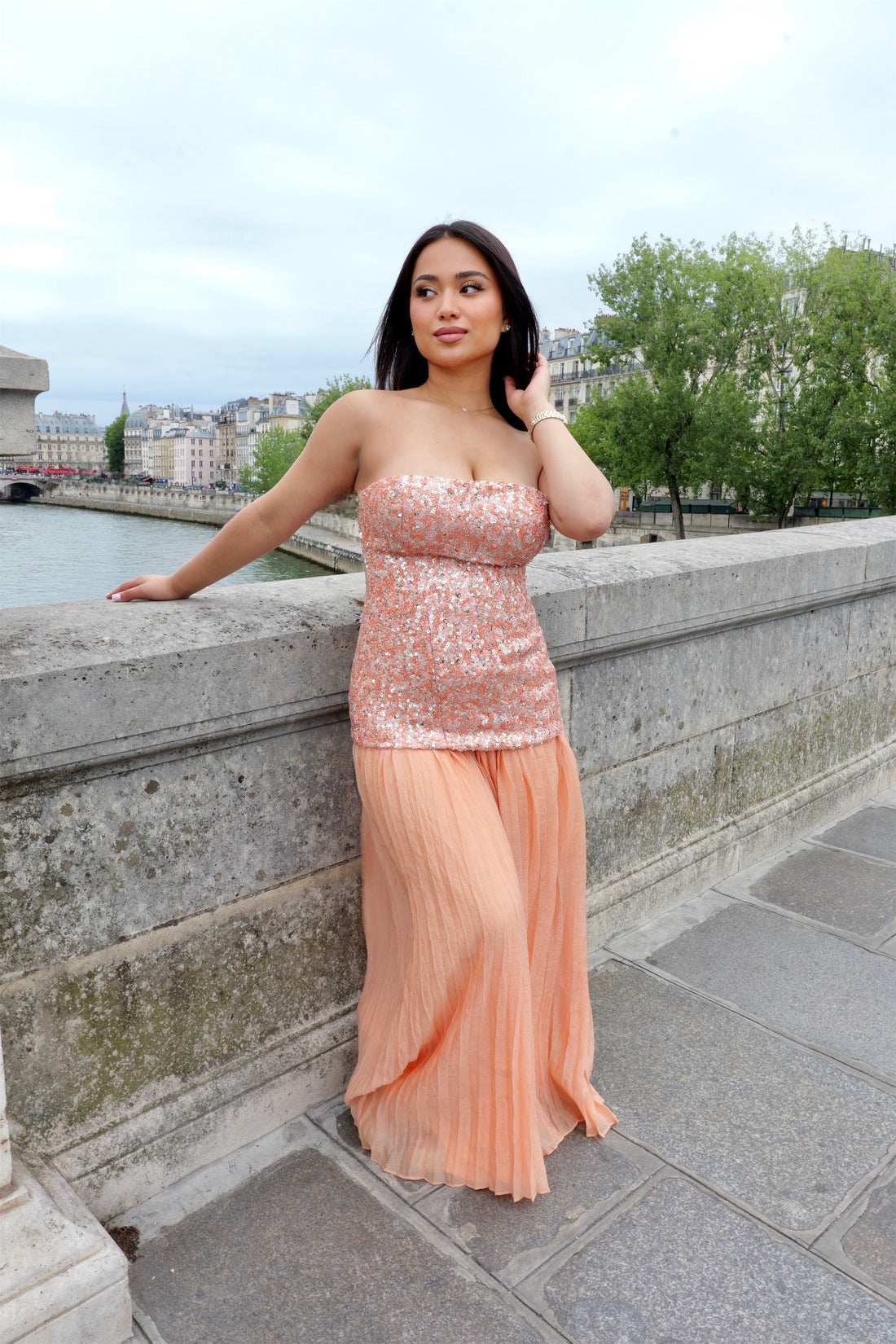 Robe Pêche Scintillante