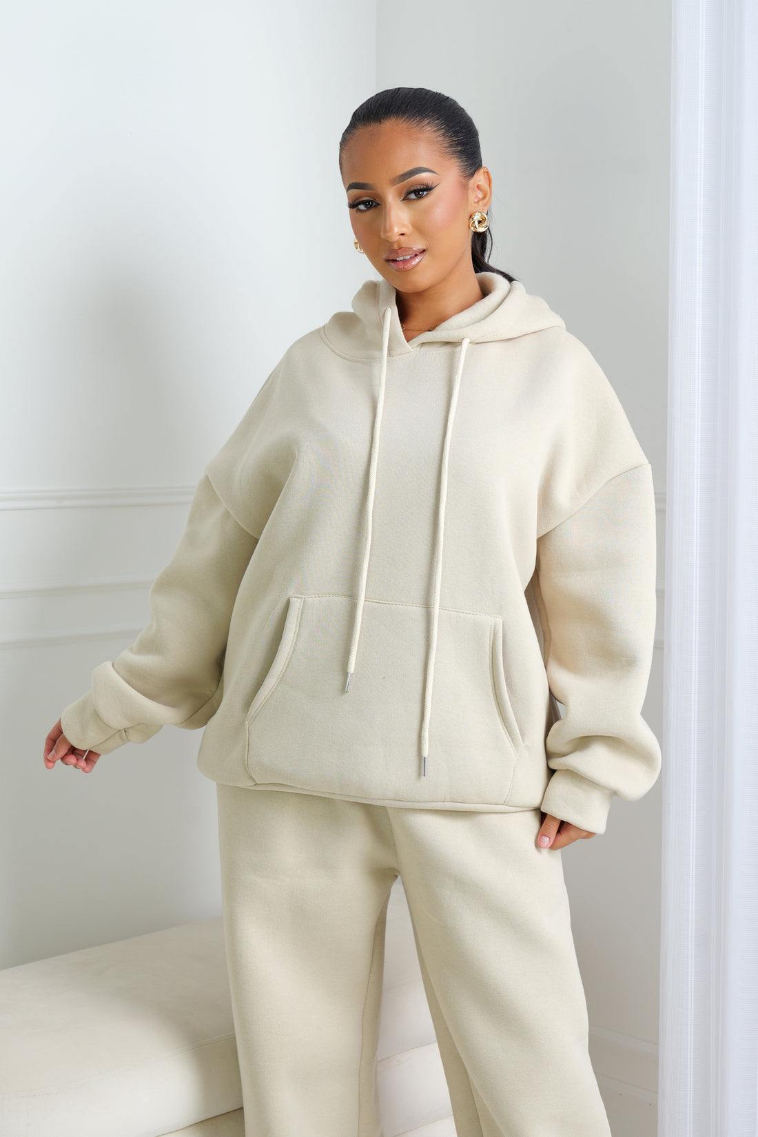 Ensemble à capuche molletonné - beige